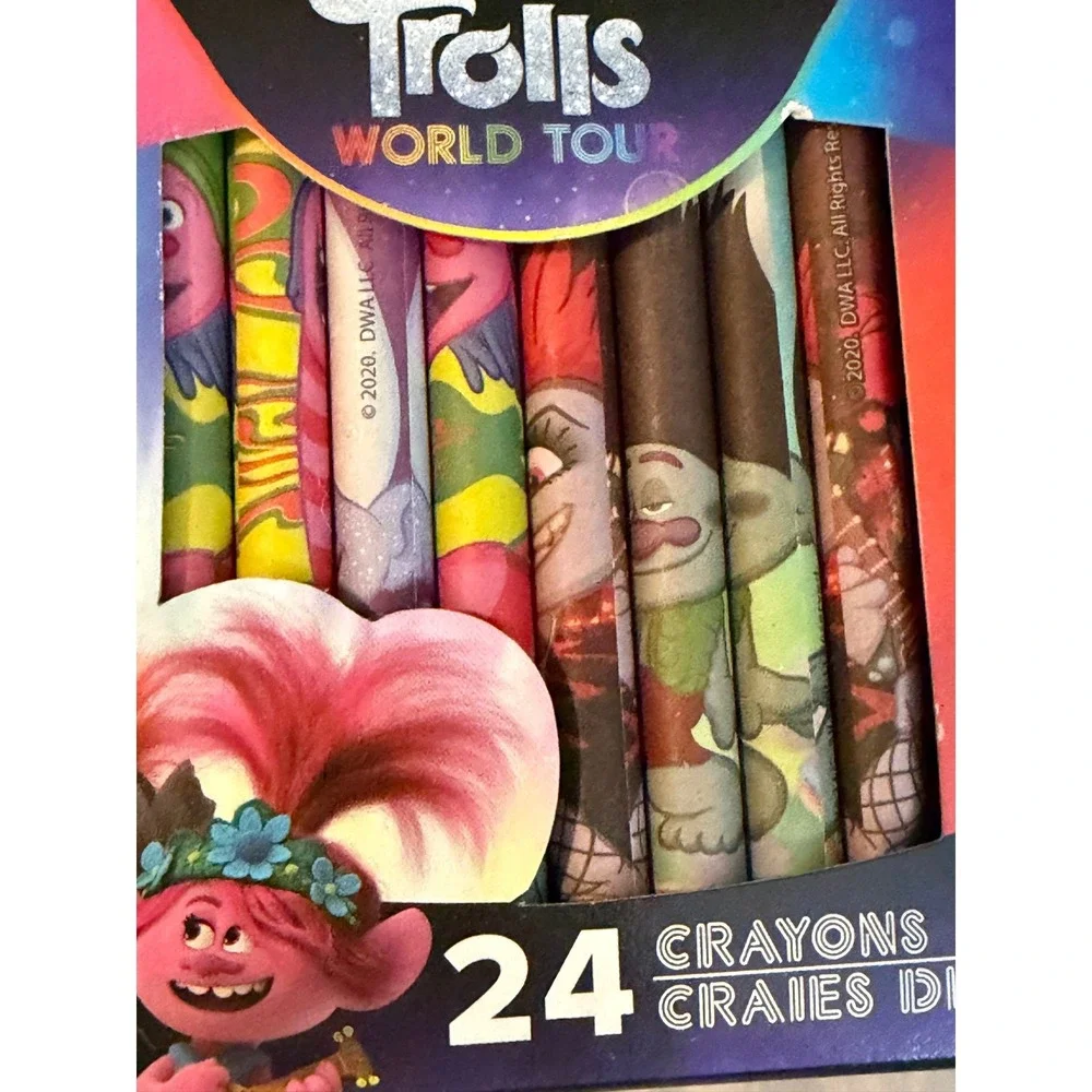 DreamWorks Trolls World Tour Art Kit and 24 Count Crayon Set Bundle New